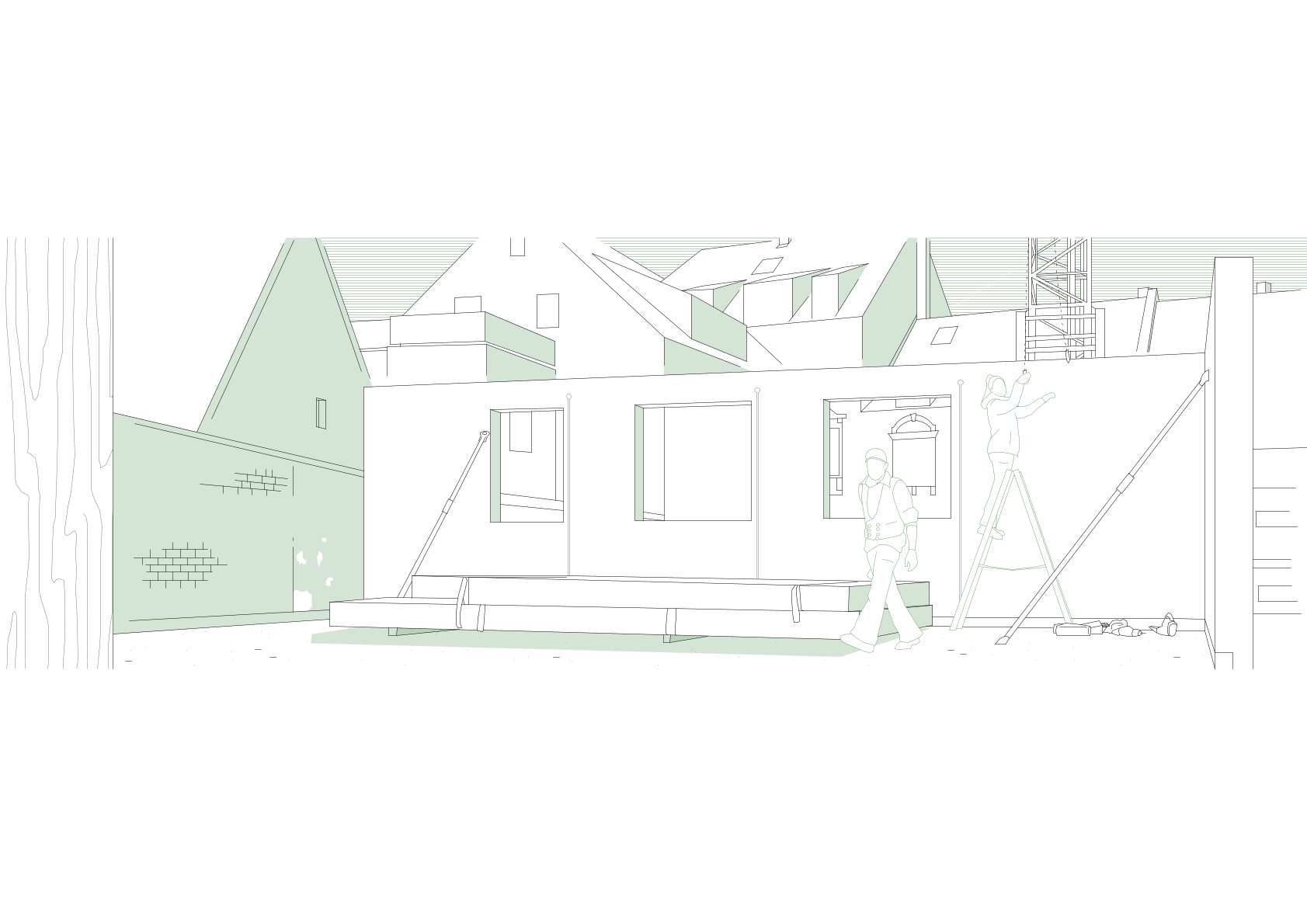 Querschnitt des sanierten Bauernhauses